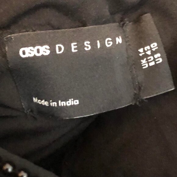 New ASOS Design Black Beaded High-Low Gown Mock-neck Sleeveless 10 MSRP $300 - Picture 9 of 9